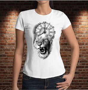 Camiseta Lion Clock B/N – Imagen de producto