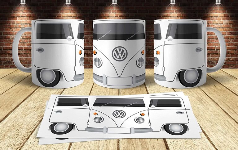 Taza Furgoneta Hippie Blanca – Imagen de producto